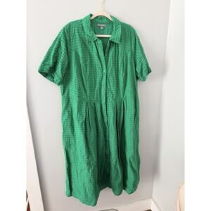 Jessica London Eyelet Shirt Dress Women’s 24W Kelly Green Midi Button Front Prep